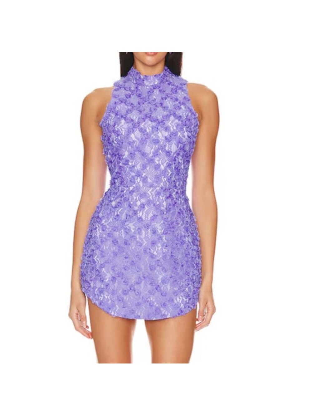 Amanda Uprichard Floral Lace Marshall Mini Dress in Purple